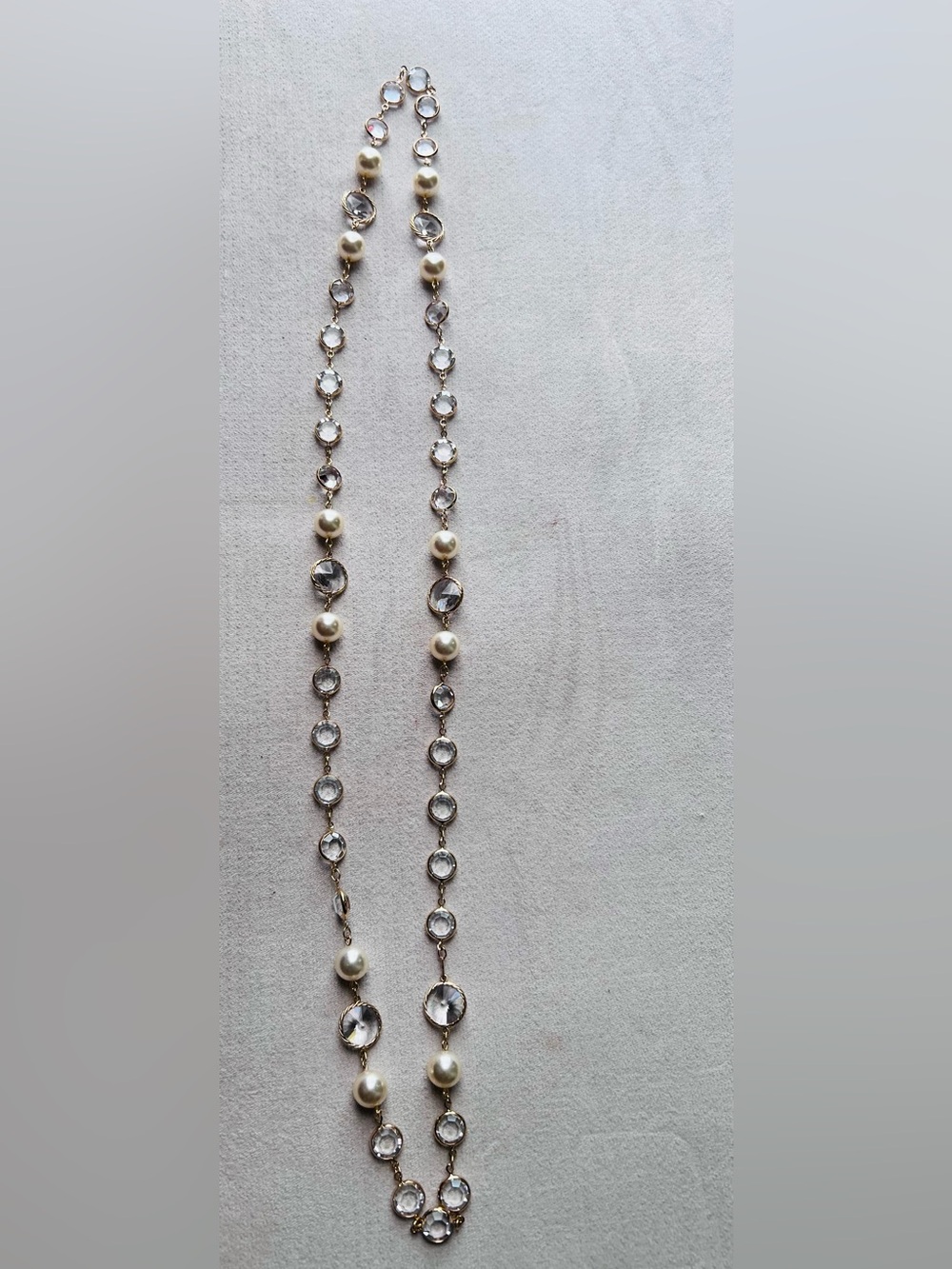 Pearl and Crystal Station Necklace